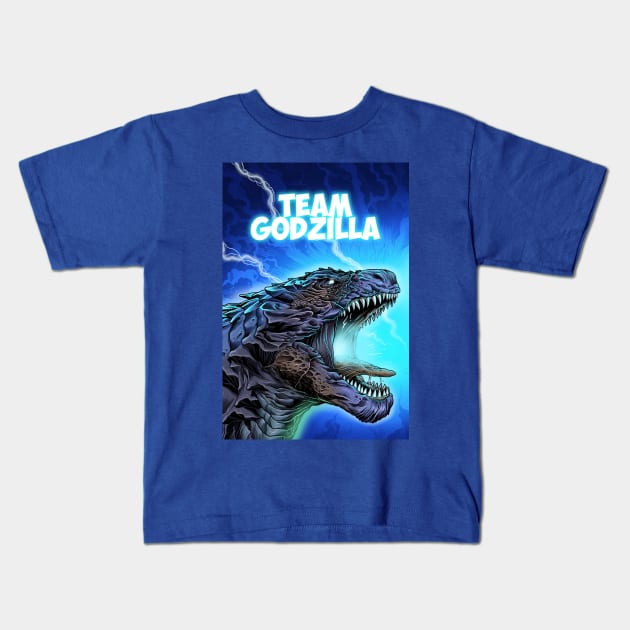 TEAM GOD-ZILLA Kids T-Shirt by altoro